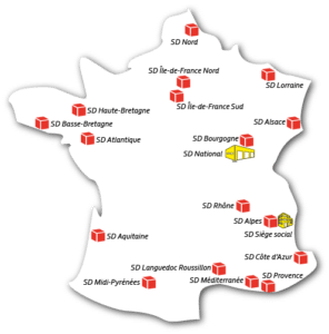 Carte de France avec localisation des agences